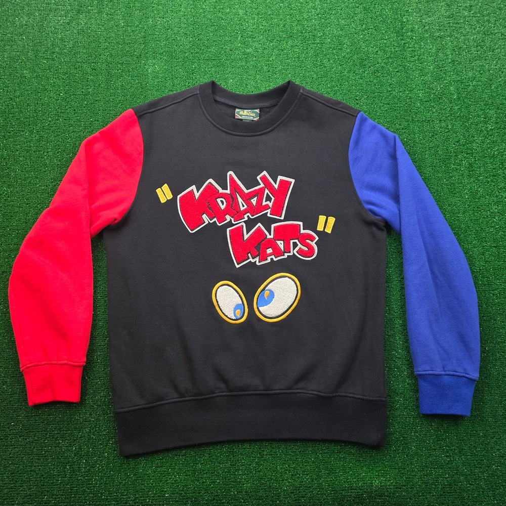 Stalls & Dean Crazy Kats Sweatshirt Mens Large Multicolor Vintage‎ Embroidered